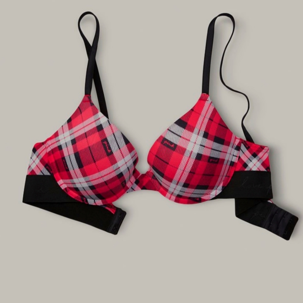 Plaid push-up bra